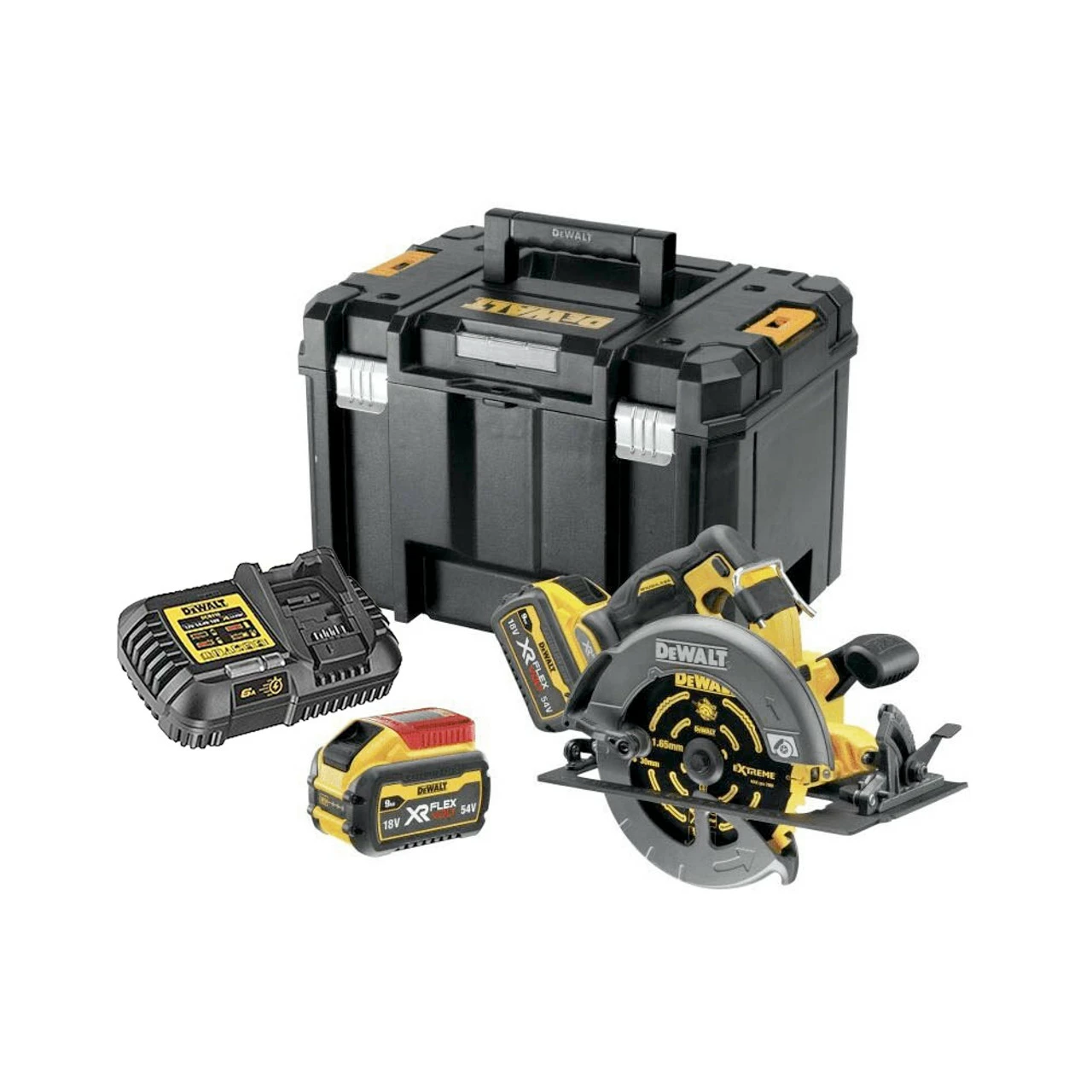 Deals โจ DeWalt DCS578X2-GB 54V XR Flexvolt 190mm Brushless Circular Saw With 2x 9Ah Batteries ๐
