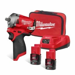 Best deal 🥰 Milwaukee M12 FIW38-202B 12V Fuel Brushless 3/8" Impact 🔧 Wrench With 2x 2.0Ah Batteries 😉