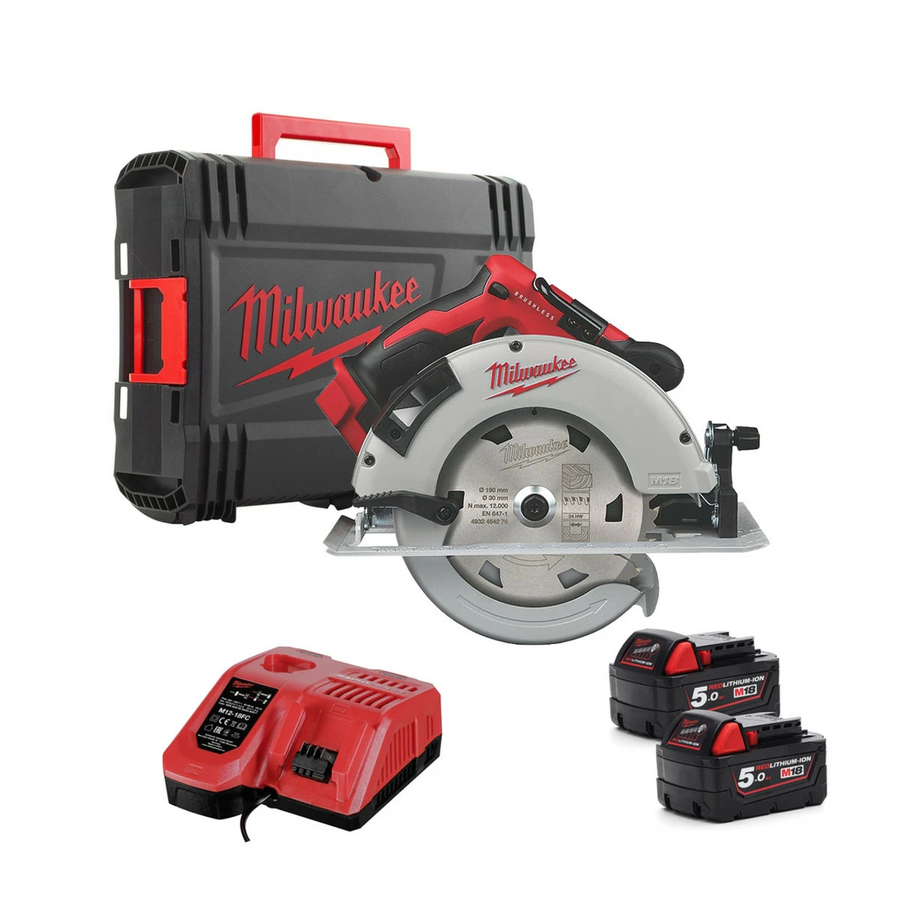 Buy ๐ Milwaukee M18BLCS66-502X 18V 190mm Brushless Circular Saw With 2x 5.0Ah Batteries ๐